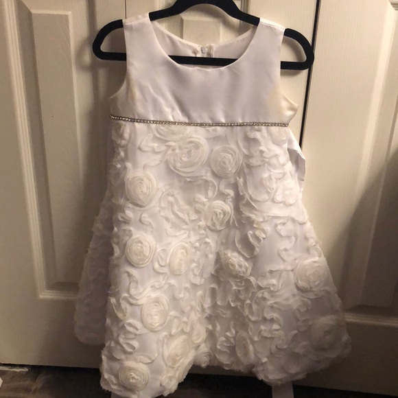 White rhinestone flower girls dress made in USA 6